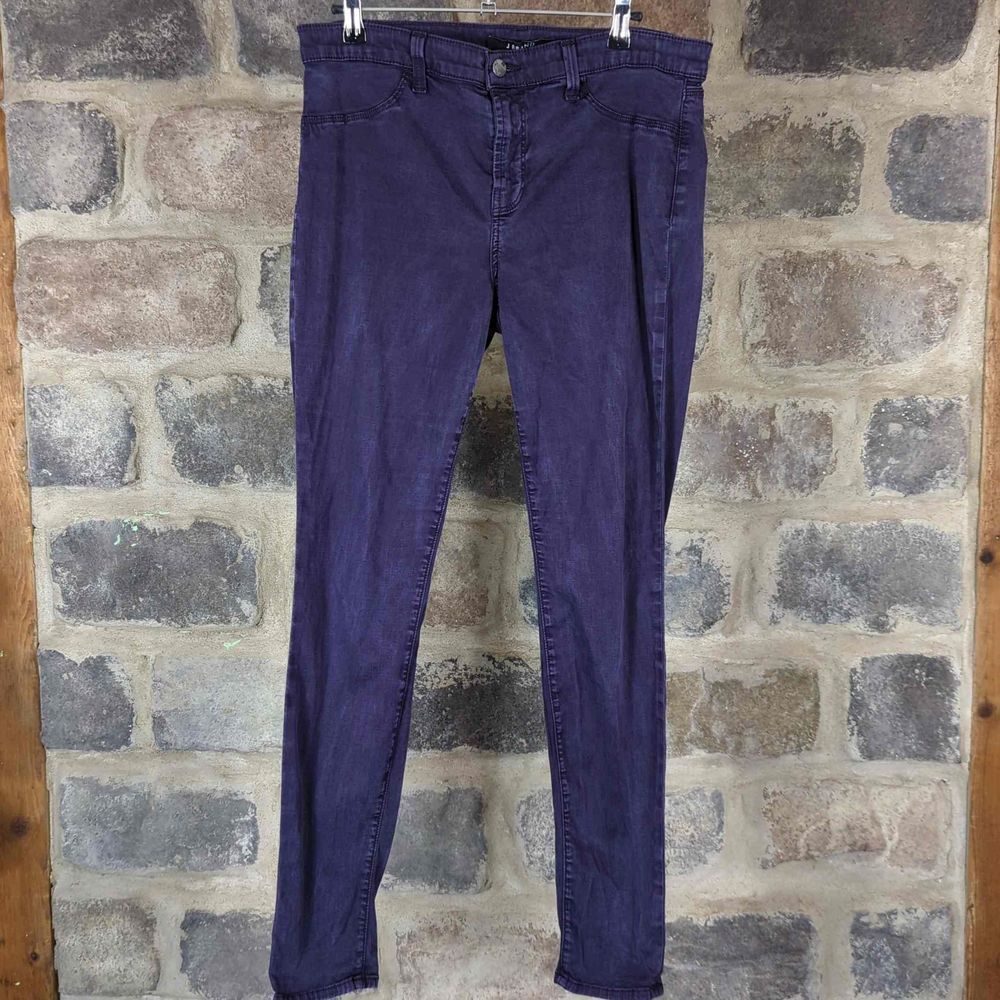 𝅺J Brand Super Skinny Jeans Dark Purple Pants Woman's Size 32 Mid-Rise